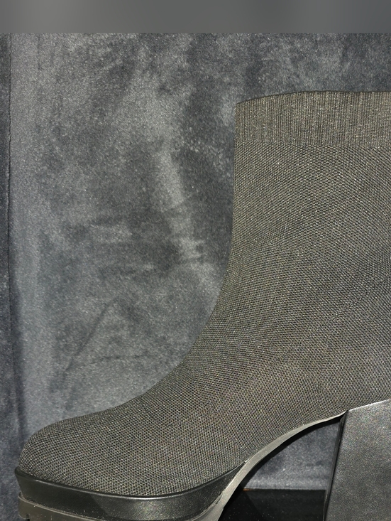 NWOT- Black Sock Boot Ankle With A Block Heel - Picture 6 of 10